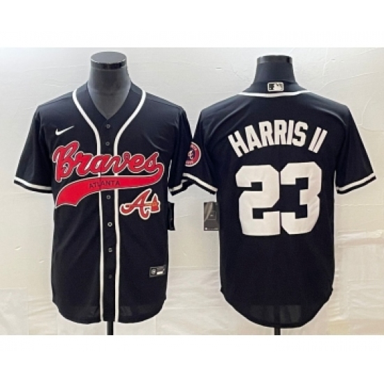 Men's Atlanta Braves 23 Michael Harris II Black Cool Base Stitched Baseball Jersey