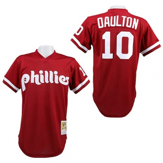 Men's Mitchell and Ness Philadelphia Phillies 10 Darren Daulton Replica Red 1991 Throwback MLB Jersey