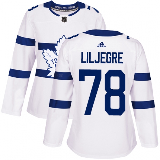 Women's Adidas Toronto Maple Leafs 78 Timothy Liljegren Authentic White 2018 Stadium Series NHL Jersey