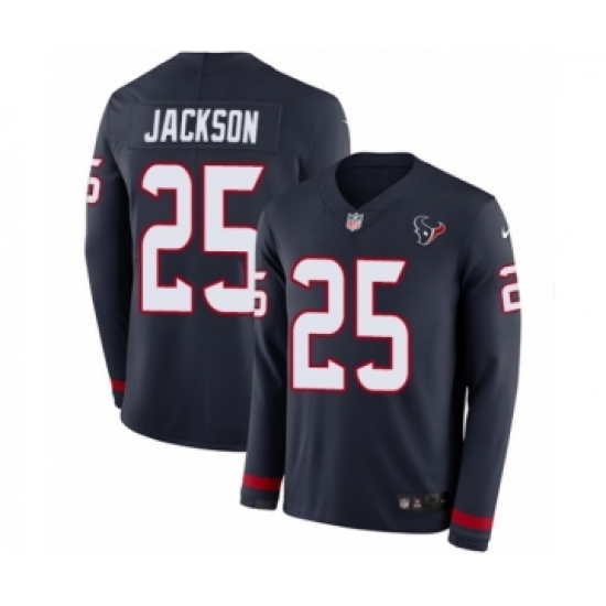 Men's Nike Houston Texans 25 Kareem Jackson Limited Navy Blue Therma Long Sleeve NFL Jersey