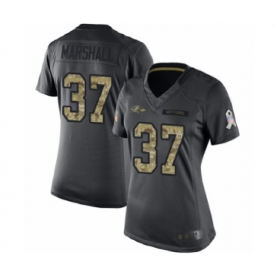 Women's Baltimore Ravens 37 Iman Marshall Limited Black 2016 Salute to Service Football Jersey