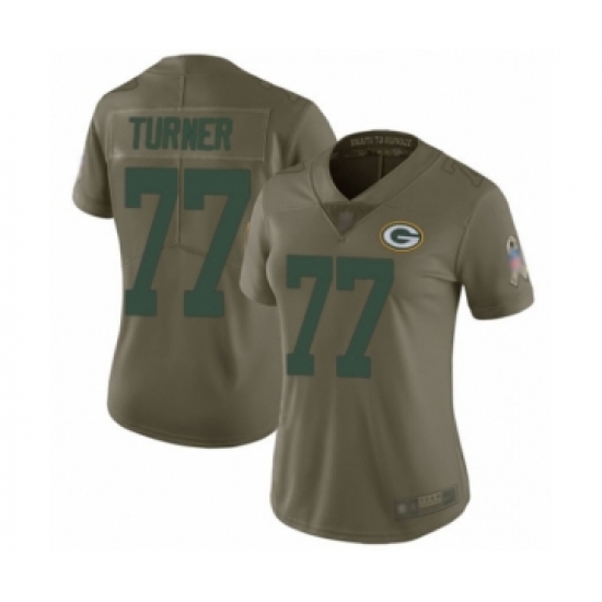 Women's Green Bay Packers 77 Billy Turner Limited Olive 2017 Salute to Service Football Jersey