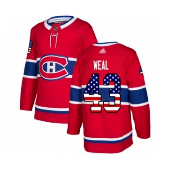 Men's Montreal Canadiens 43 Jordan Weal Authentic Red USA Flag Fashion Hockey Jersey