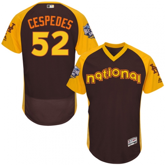 Men's Majestic New York Mets 52 Yoenis Cespedes Brown 2016 All-Star National League BP Authentic Collection Flex Base MLB Jersey