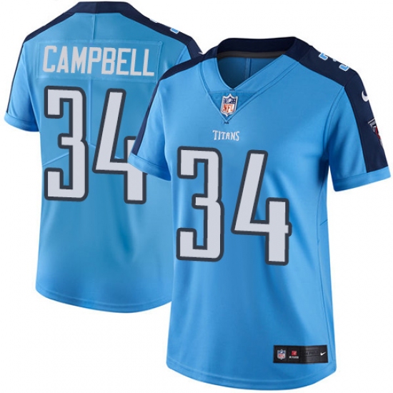 Women's Nike Tennessee Titans 34 Earl Campbell Light Blue Team Color Vapor Untouchable Limited Player NFL Jersey