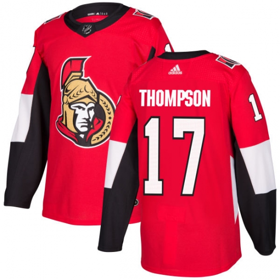 Men's Adidas Ottawa Senators 17 Nate Thompson Authentic Red Home NHL Jersey