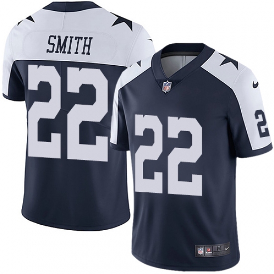 Men's Nike Dallas Cowboys 22 Emmitt Smith Navy Blue Throwback Alternate Vapor Untouchable Limited Player NFL Jersey