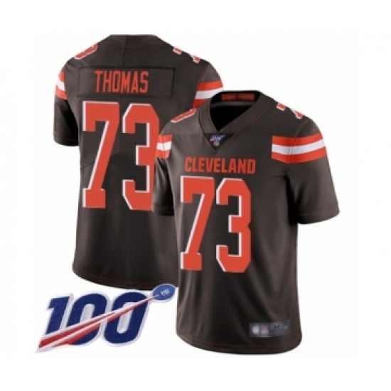 Men's Cleveland Browns 73 Joe Thomas Brown Team Color Vapor Untouchable Limited Player 100th Season Football Jersey