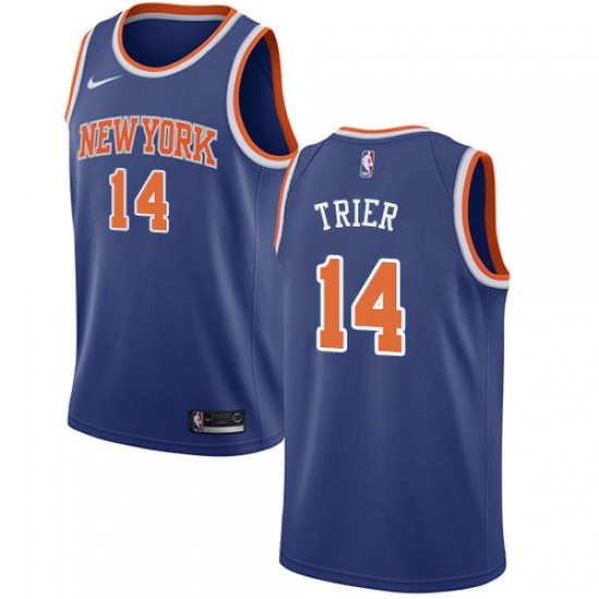 Youth Nike New York Knicks 14 Allonzo Trier Swingman Royal Blue NBA Jersey - Icon Edition