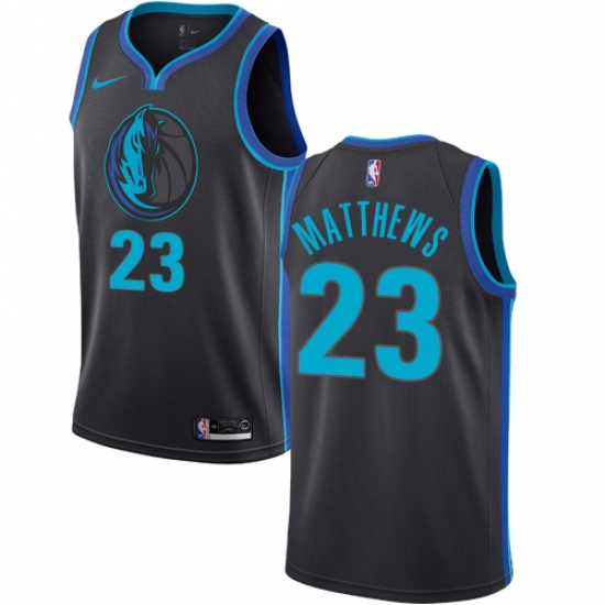 Men's Nike Dallas Mavericks 23 Wesley Matthews Swingman Charcoal NBA Jersey - City Edition