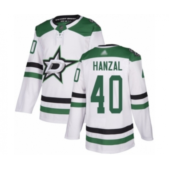 Men's Dallas Stars 40 Martin Hanzal Authentic White Away Hockey Jersey