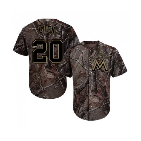 Men's Miami Marlins 20 Wei-Yin Chen Authentic Camo Realtree Collection Flex Base Baseball Jersey