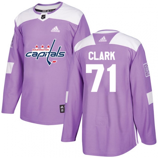 Youth Adidas Washington Capitals 71 Kody Clark Authentic Purple Fights Cancer Practice NHL Jersey