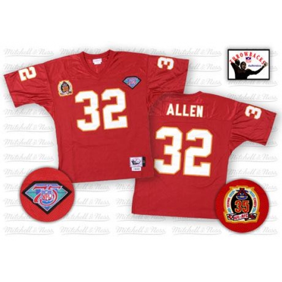Mitchell And Ness Kansas City Chiefs 32 Marcus Allen Red 75TH Patch Authentic Throwback NFL Jersey
