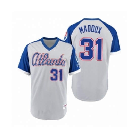 Women Braves 31 Greg Maddux Gray Royal 1979 Turn Back the Clock Authentic Jersey