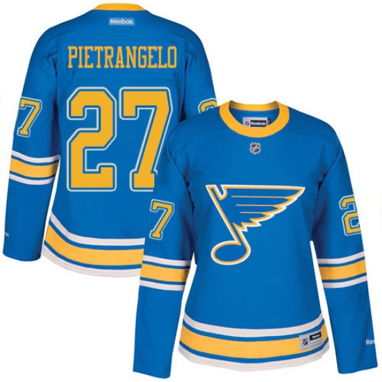 Women's Reebok St. Louis Blues 27 Alex Pietrangelo Authentic Blue 2017 Winter Classic NHL Jersey