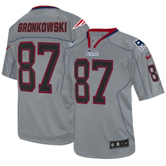 Youth Nike New England Patriots 87 Rob Gronkowski Elite Lights Out Grey NFL Jersey