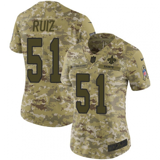 Women's New Orleans Saints 51 Cesar Ruiz Camo Stitched NFL Limited 2018 Salute To Service Jersey