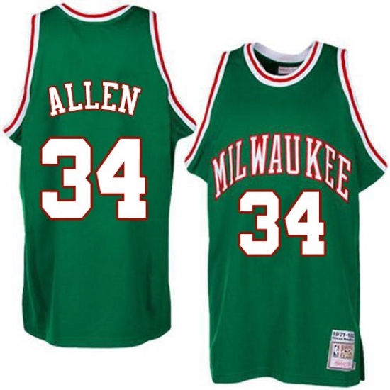 Men's Adidas Milwaukee Bucks 34 Ray Allen Swingman Green Throwback NBA Jersey