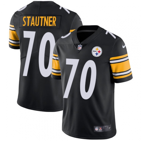 Men's Nike Pittsburgh Steelers 70 Ernie Stautner Black Team Color Vapor Untouchable Limited Player NFL Jersey