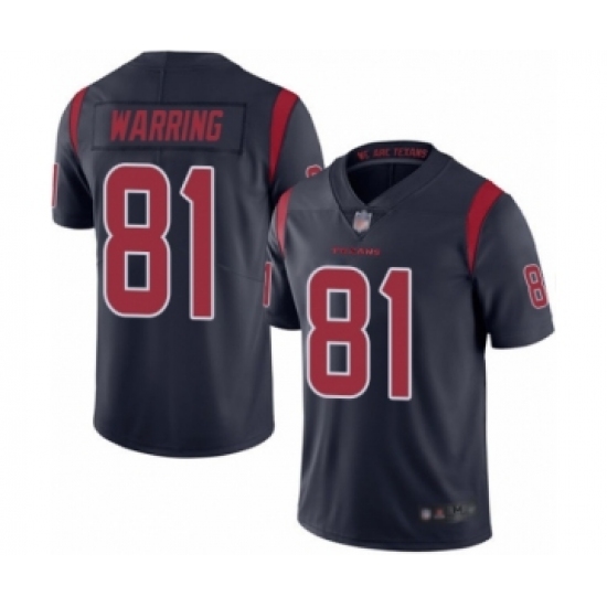 Youth Houston Texans 81 Kahale Warring Limited Navy Blue Rush Vapor Untouchable Football Jersey