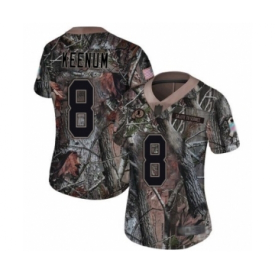 Women's Washington Redskins 8 Case Keenum Limited Camo Rush Realtree Football Jersey