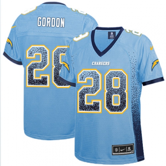 Women's Nike Los Angeles Chargers 28 Melvin Gordon Elite Electric Blue Drift Fashion NFL Jersey