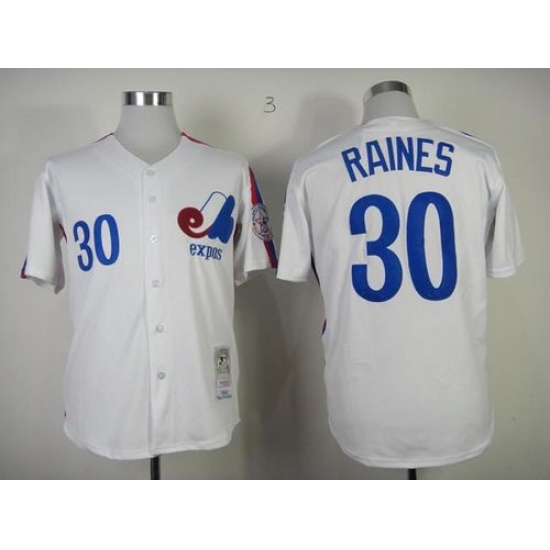 Mitchell And Ness Expos 30 Tim Raines White Throwback Stitched Baseball Jersey