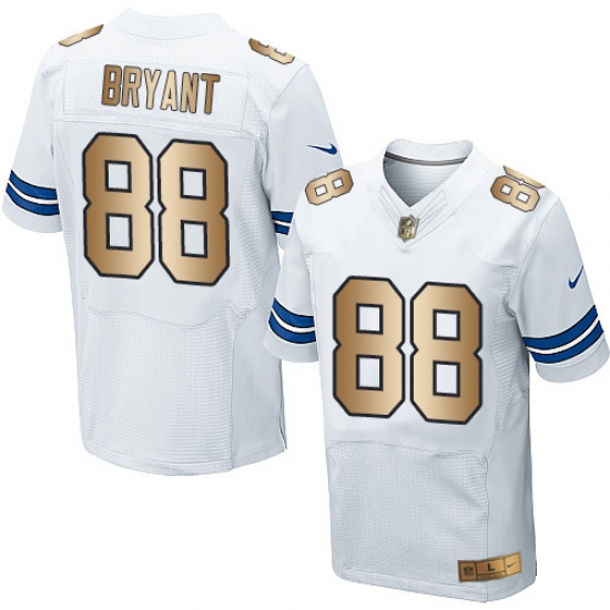 Men's Nike Dallas Cowboys 88 Dez Bryant Elite White/Gold NFL Jersey