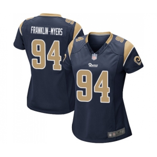 Women's Los Angeles Rams 94 John Franklin-Myers Game Navy Blue Team Color Football Jersey