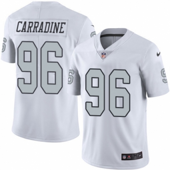 Men's Nike Oakland Raiders 96 Cornellius Carradine Limited White Rush Vapor Untouchable NFL Jersey