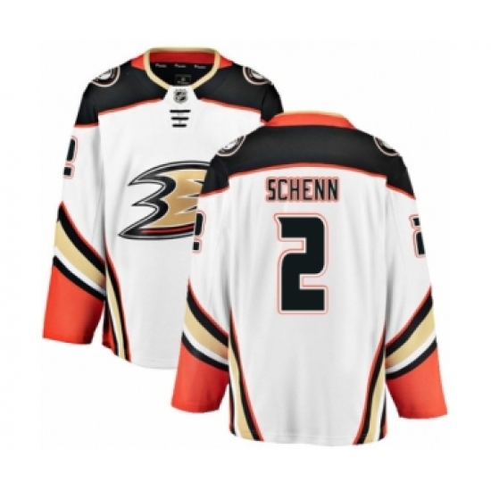 Men's Anaheim Ducks 2 Luke Schenn Authentic White Away Fanatics Branded Breakaway NHL Jersey