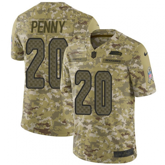 Youth Nike Seattle Seahawks 20 Rashaad Penny Limited Camo 2018 Salute to Service NFL Jersey