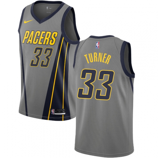 Youth Nike Indiana Pacers 33 Myles Turner Swingman Gray NBA Jersey - City Edition