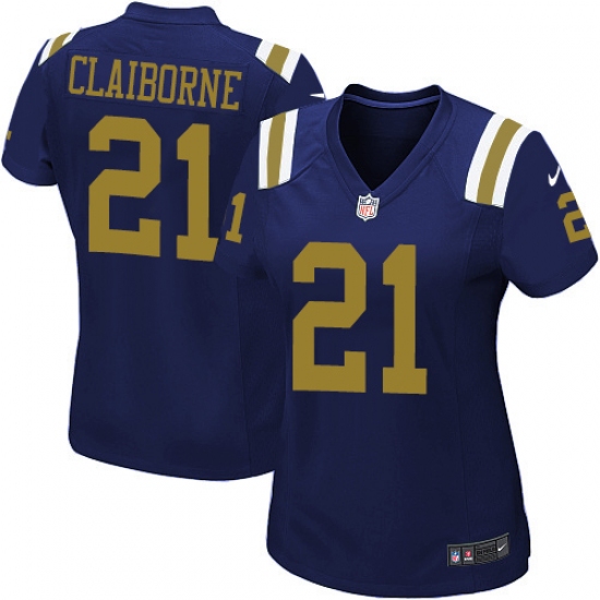 Women's Nike New York Jets 21 Morris Claiborne Elite Navy Blue Alternate NFL Jersey