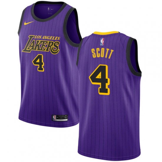 Youth Nike Los Angeles Lakers 4 Byron Scott Swingman Purple NBA Jersey - City Edition