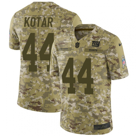 Youth Nike New York Giants 44 Doug Kotar Limited Camo 2018 Salute to Service NFL Jersey