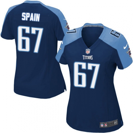 Women's Nike Tennessee Titans 67 Quinton Spain Game Navy Blue Alternate NFL Jersey