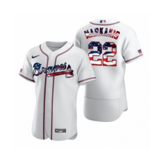 Men's Nick Markakis 22 Atlanta Braves White 2020 Stars & Stripes 4th of July Jersey