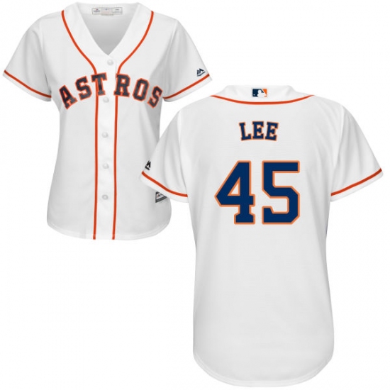 Women's Majestic Houston Astros 45 Carlos Lee Authentic White Home Cool Base MLB Jersey