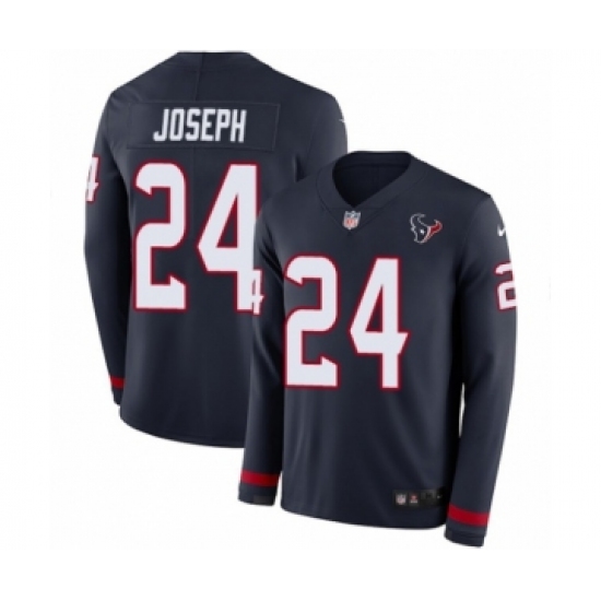 Youth Nike Houston Texans 24 Johnathan Joseph Limited Navy Blue Therma Long Sleeve NFL Jersey