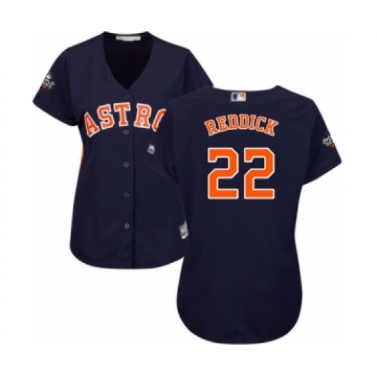 Women's Houston Astros 22 Josh Reddick Authentic Navy Blue Alternate Cool Base 2019 World Series Bound Baseball Jersey