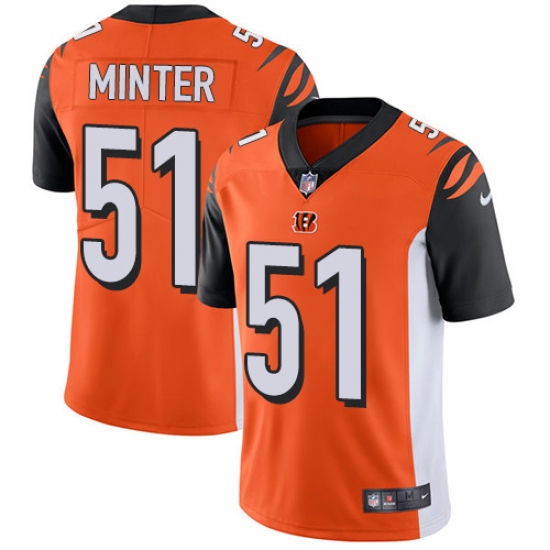 Youth Nike Cincinnati Bengals 51 Kevin Minter Vapor Untouchable Limited Orange Alternate NFL Jersey