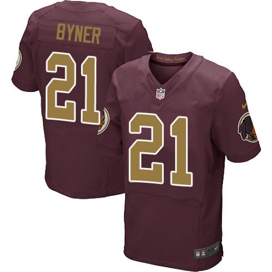 Men's Nike Washington Redskins 21 Earnest Byner Elite Burgundy Red/Gold Number Alternate 80TH Anniversary NFL Jersey