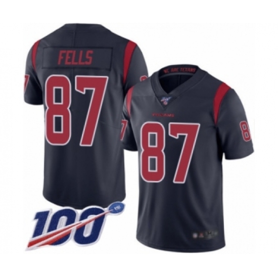 Men's Houston Texans 87 Darren Fells Limited Navy Blue Rush Vapor Untouchable 100th Season Football Jersey