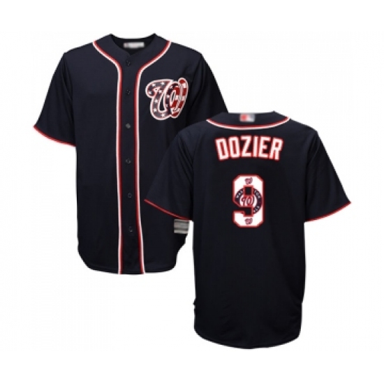 Men's Washington Nationals 9 Brian Dozier Authentic Navy Blue Team Logo Fashion Cool Base Baseball Jersey