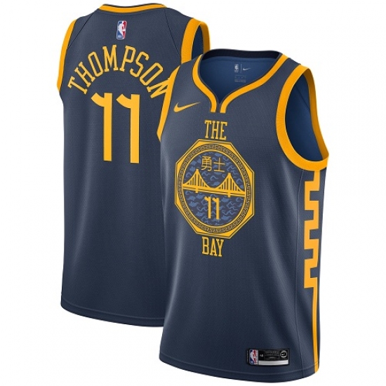 Youth Nike Golden State Warriors 11 Klay Thompson Swingman Navy Blue NBA Jersey - City Edition