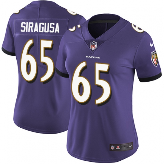 Women's Nike Baltimore Ravens 60 Nico Siragusa Purple Team Color Vapor Untouchable Limited Player NFL Jersey