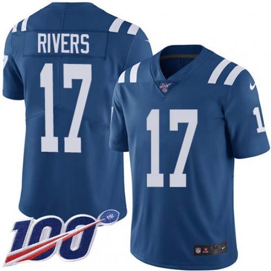 Youth Nike Indianapolis Colts 17 Philip Rivers Royal Blue Stitched NFL Limited Rush 100th Season Jersey