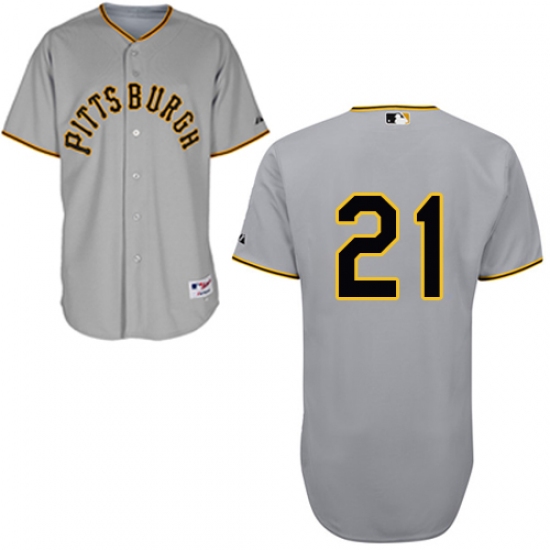 Men's Majestic Pittsburgh Pirates 21 Roberto Clemente Replica Grey 1953 Turn Back The Clock MLB Jersey